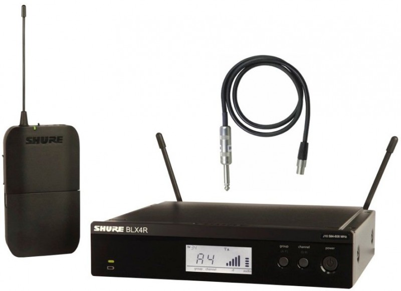 Фото SHURE BLX14RE K3E 606-636 MHz радиосистема с поясным передатчиком BLX1. Кронштейны для крепления в рэк в комплекте