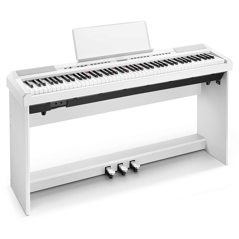 Фото Портативное цифровое пианино со стойкой и педальным блоком Donner DEP-20 White + Stand