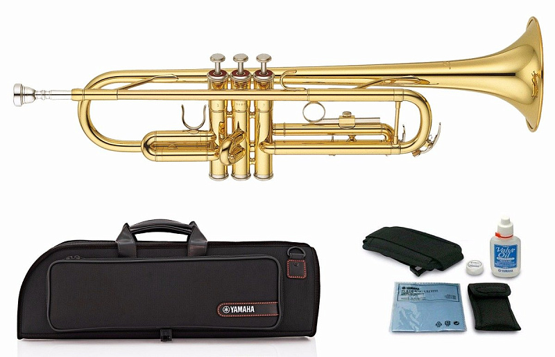 Фото Yamaha YTR-2330 труба Bb стандартная модель, средняя, yellow brass, лак - золото